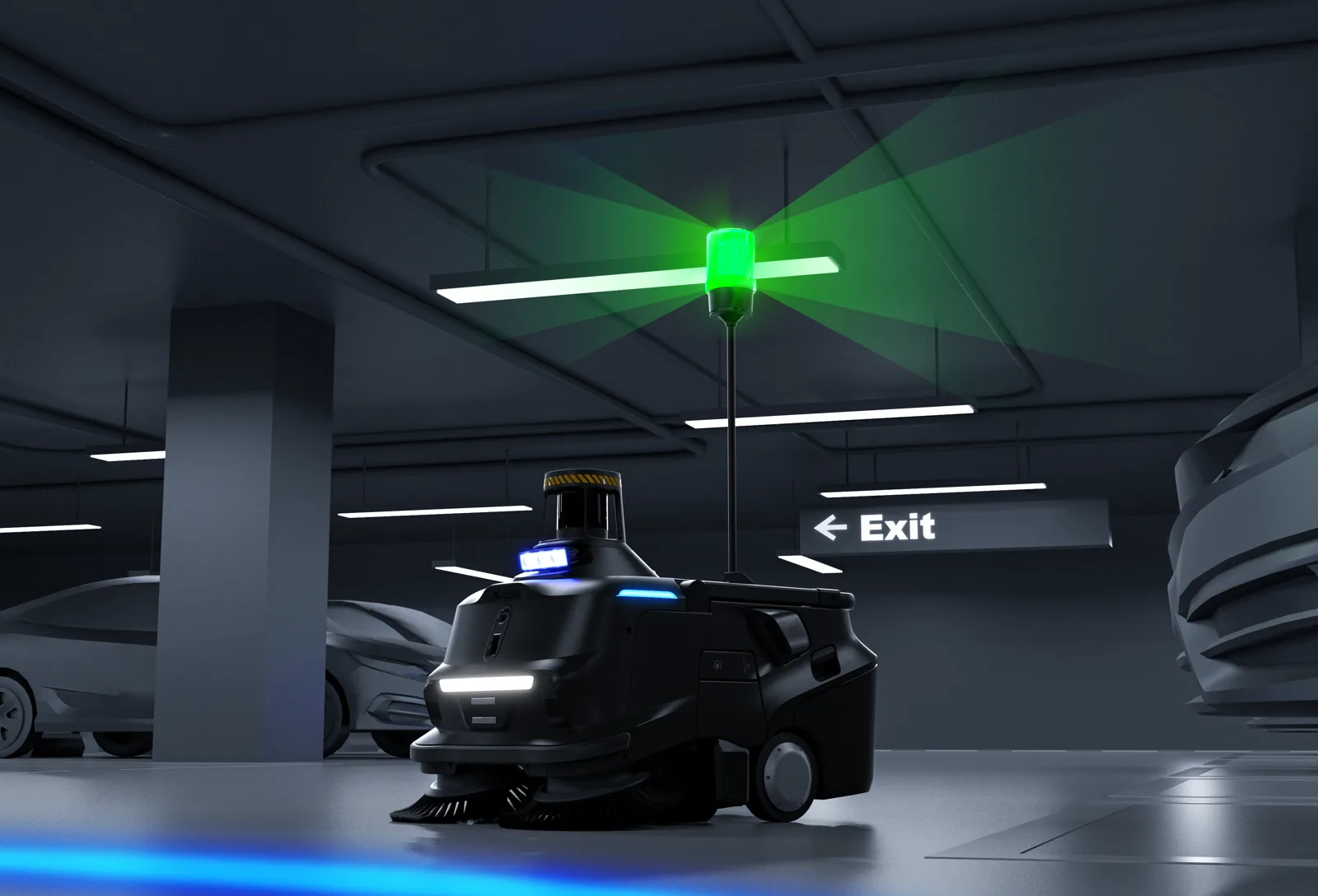MT1 Max con luz elevada y señalización de seguridad